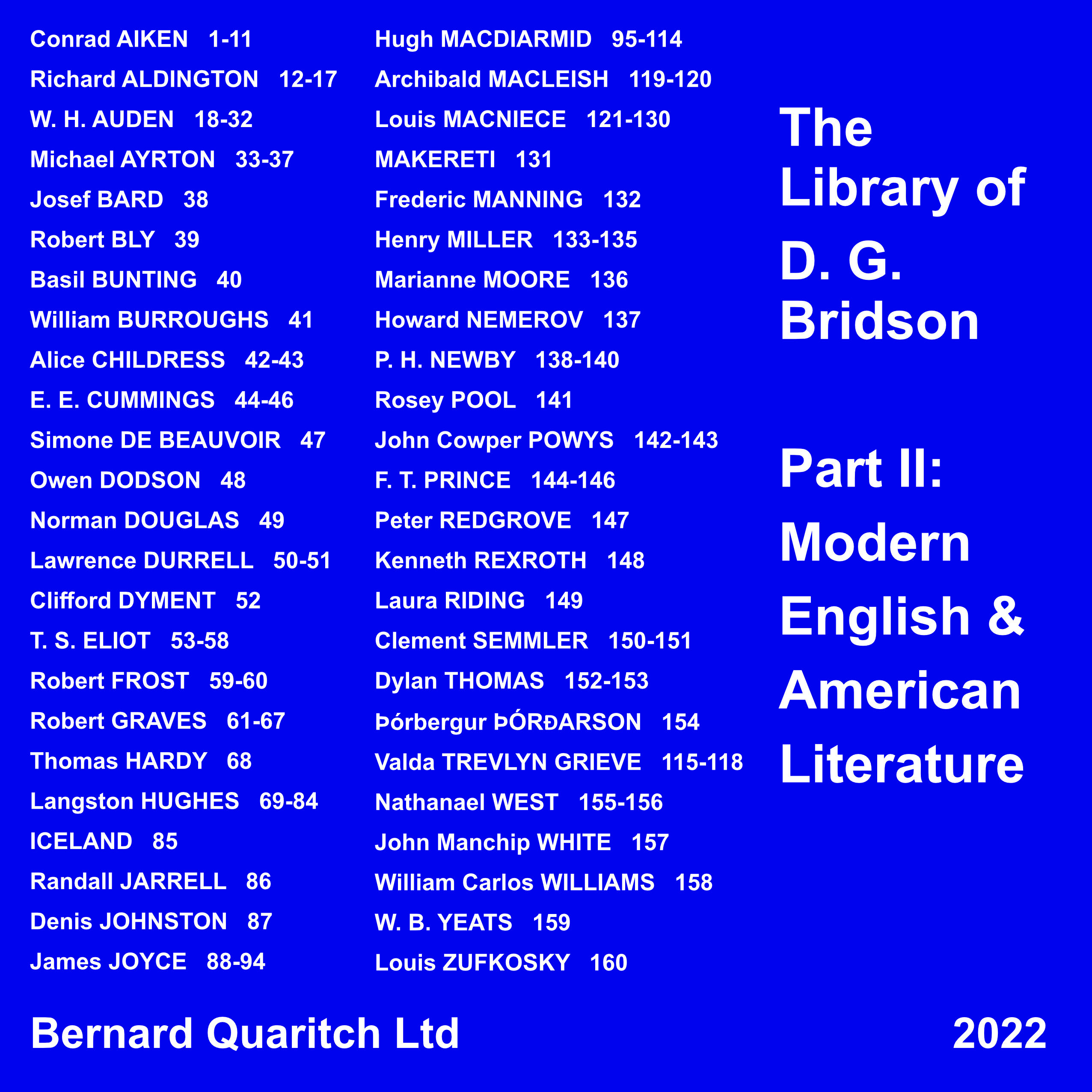 The Library of D. G. Bridson Part II: Modern English and American Literature